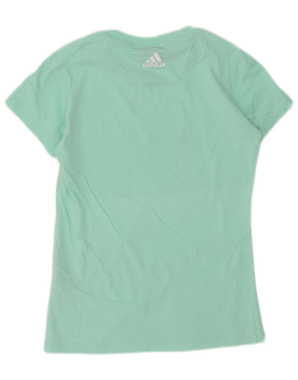 Adidas Womens Graphic T-Shirt Top UK 4/6 XS Turquoise Cotton
