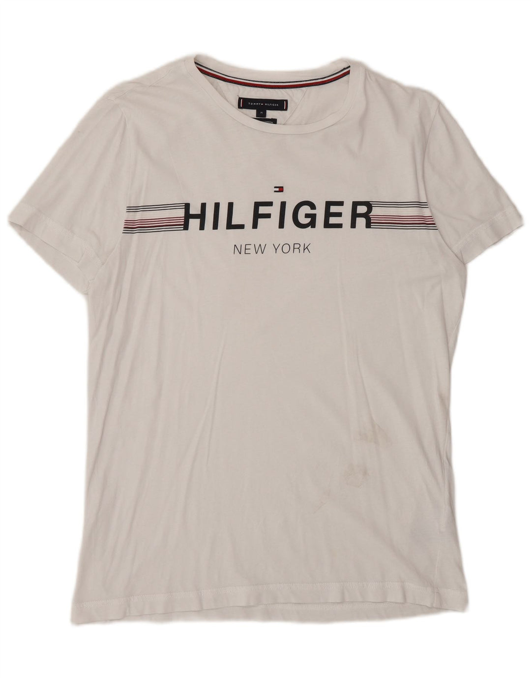 Męska koszulka z grafiką Tommy Hilfiger, średnia, biała bawełna