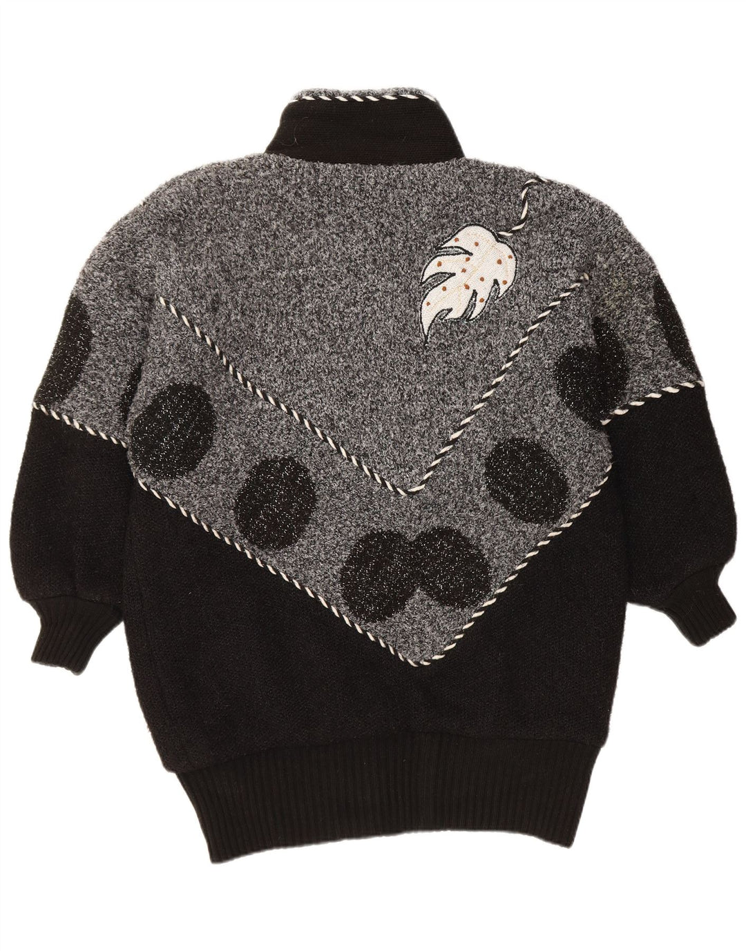 Sweter damski VINTAGE UK 22 3XL Czarny z blokami kolorów