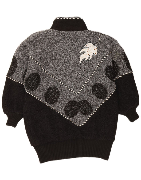 Sweter damski VINTAGE UK 22 3XL Czarny z blokami kolorów