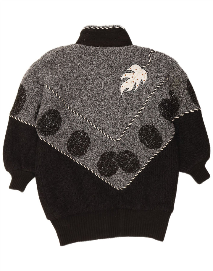 Sweter damski VINTAGE UK 22 3XL Czarny z blokami kolorów