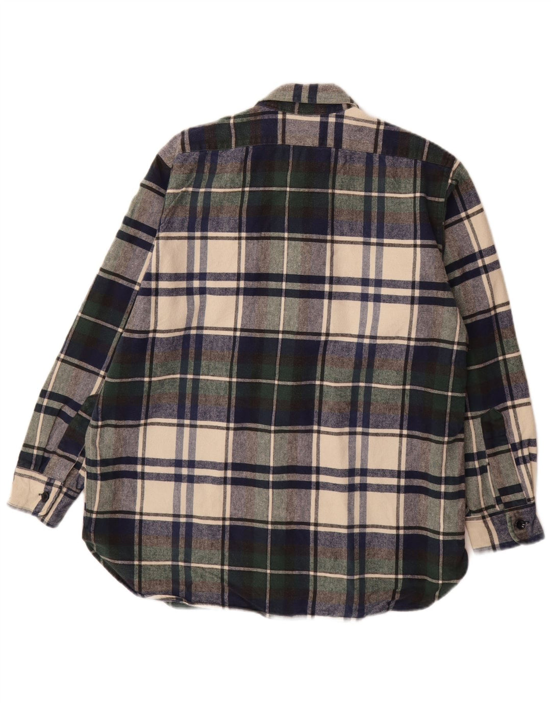 L.L.Bean Męska koszula flanelowa, bawełniana w średnią zieloną kratkę