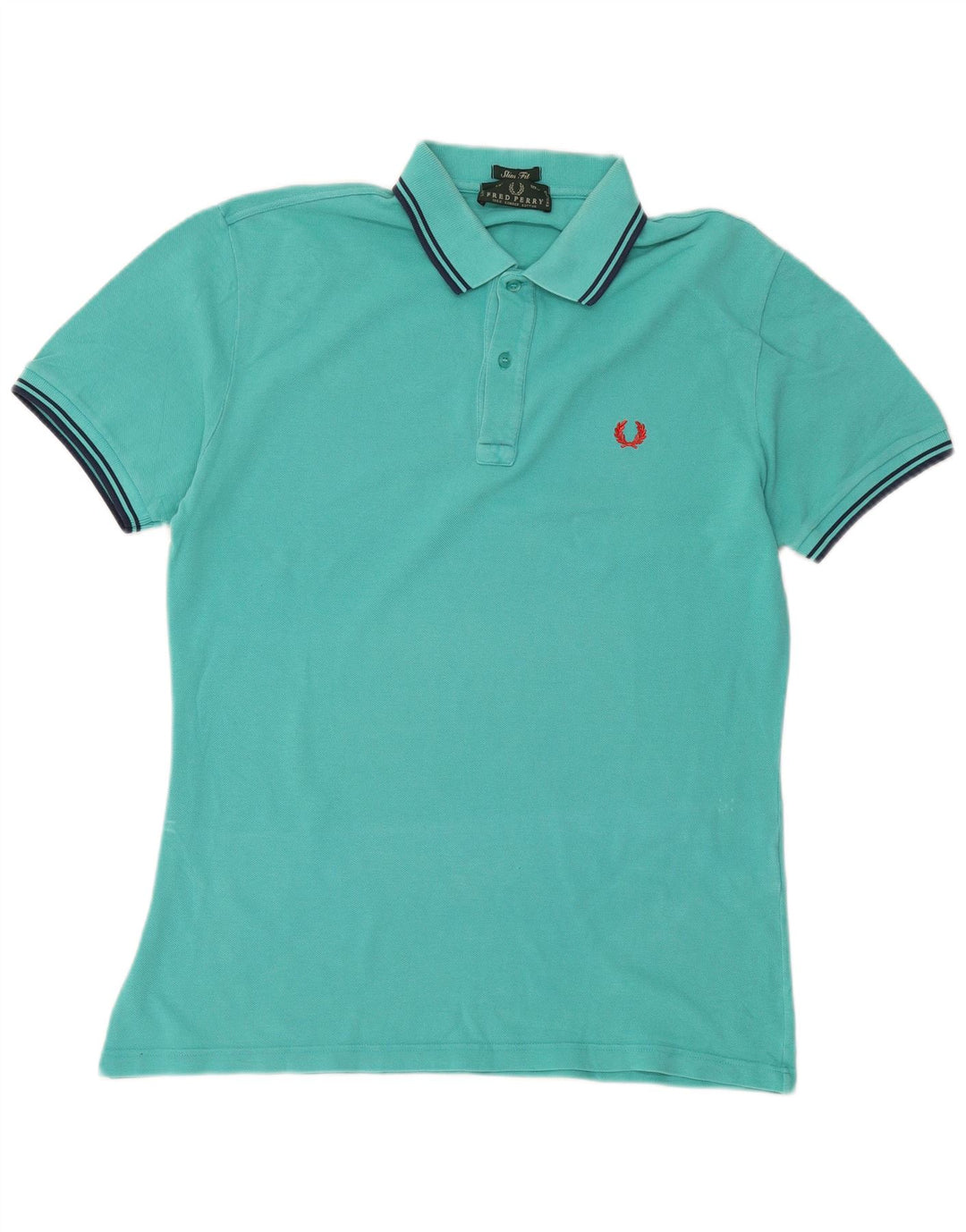 Męska koszulka polo o dopasowanym kroju Fred Perry, duża, turkusowa bawełna