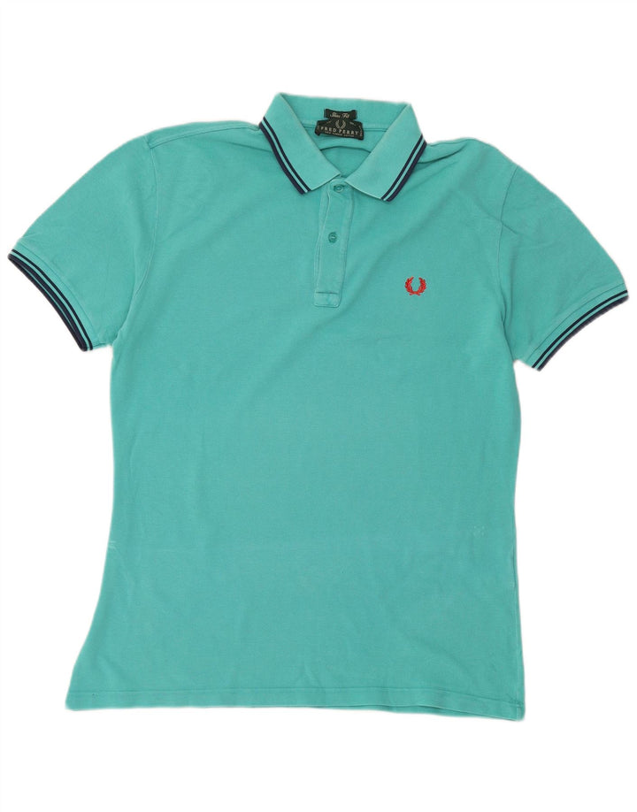 Męska koszulka polo o dopasowanym kroju Fred Perry, duża, turkusowa bawełna