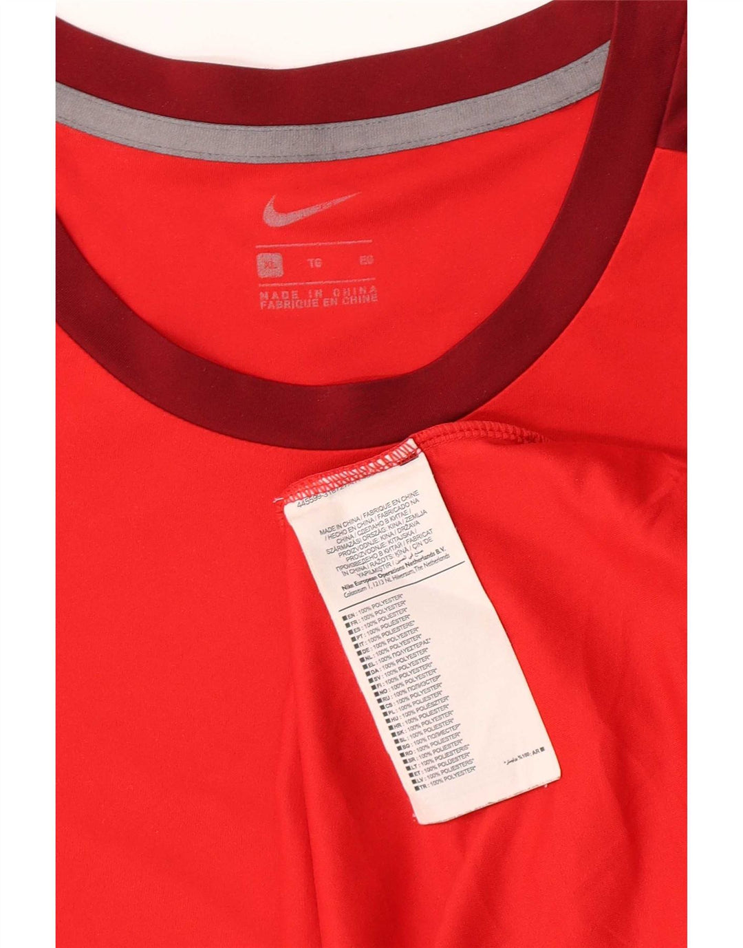 T-shirt męski Nike XL, czerwony, z blokami kolorów, poliester