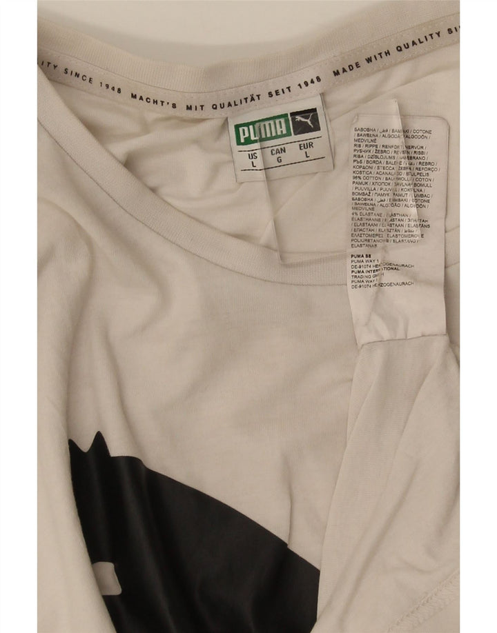 Męska koszulka z grafiką Puma, duża, biała, bawełniana
