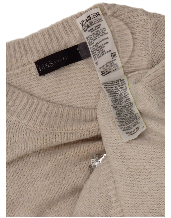 Marks & Spencer Damski sweter z okrągłym dekoltem, UK 10, mały, beżowy