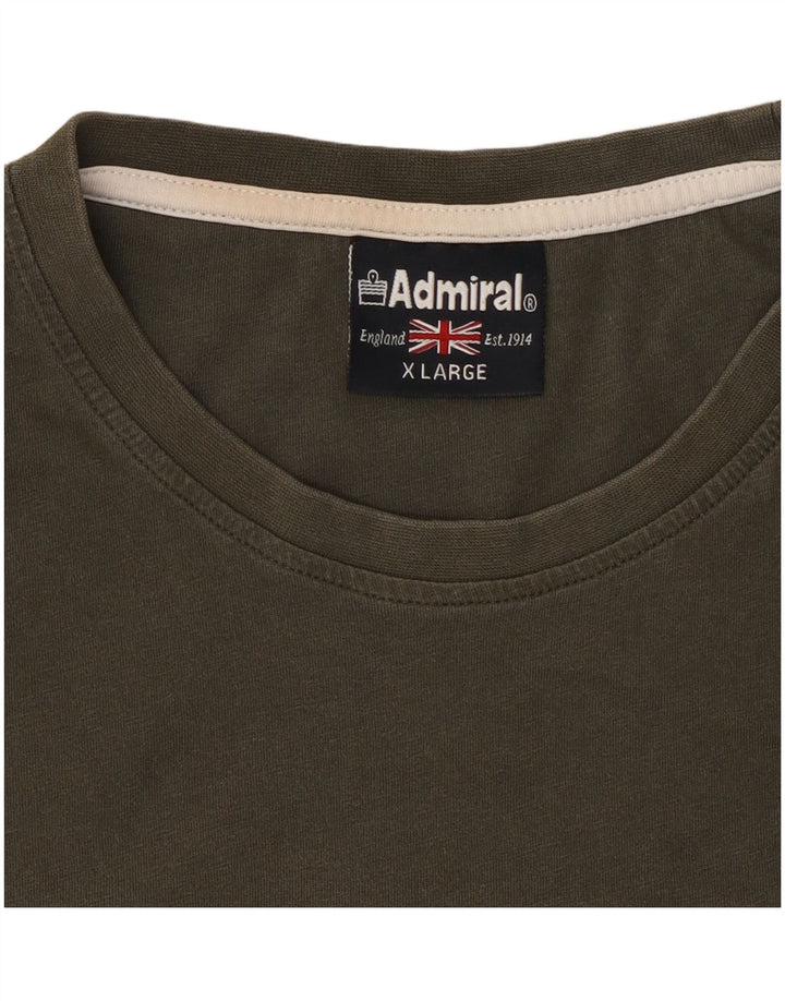Męski T-shirt z grafiką ADMIRAL, XL, khaki, w kwiaty