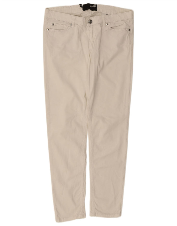 Damskie jeansy Moschino Slim W30 L29 Biała bawełna