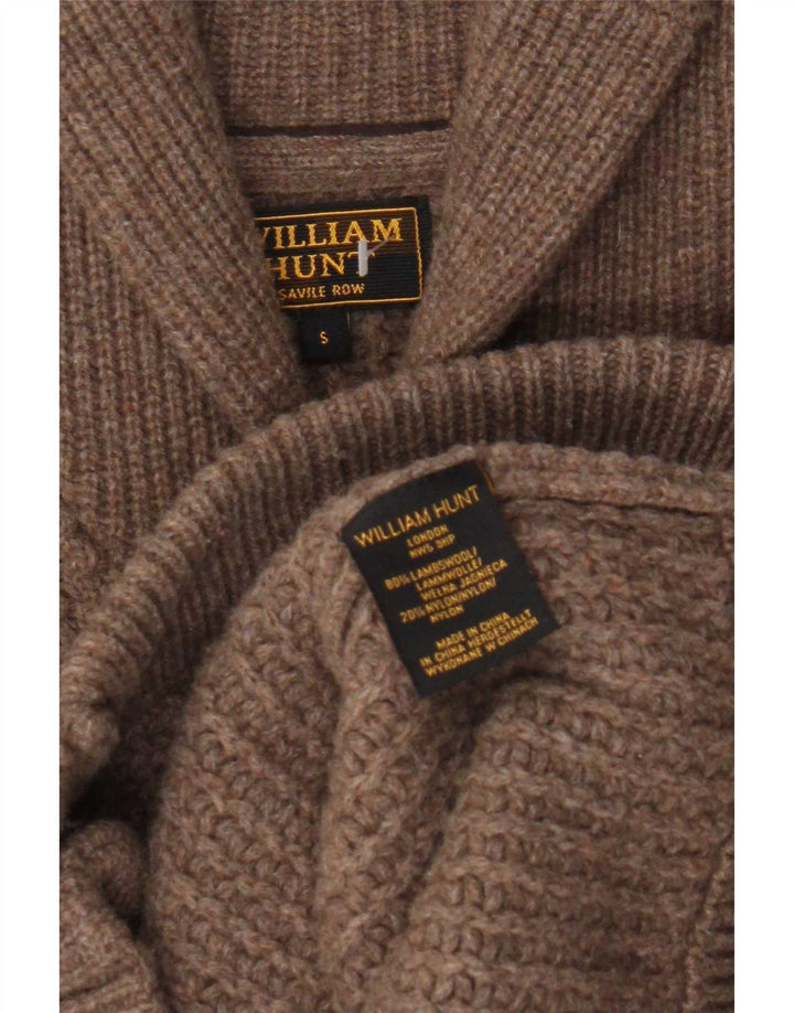 Męski sweter rozpinany William Hunt, mały, brązowy, z owczej wełny