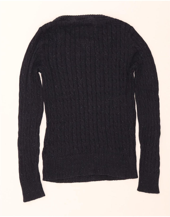 SUPERDRY Damski sweter z dekoltem w łódkę UK 12 Średni granatowy, bawełniany