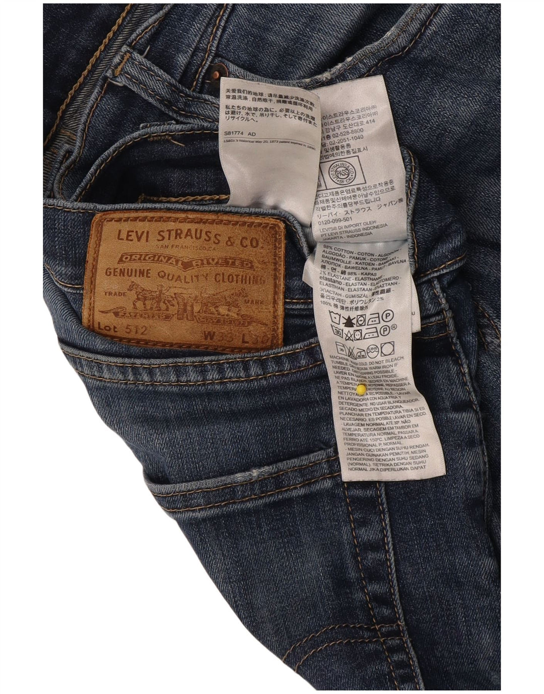 Męskie jeansy Levi's 512 Slim Tapered W33 L30 Niebieska bawełna