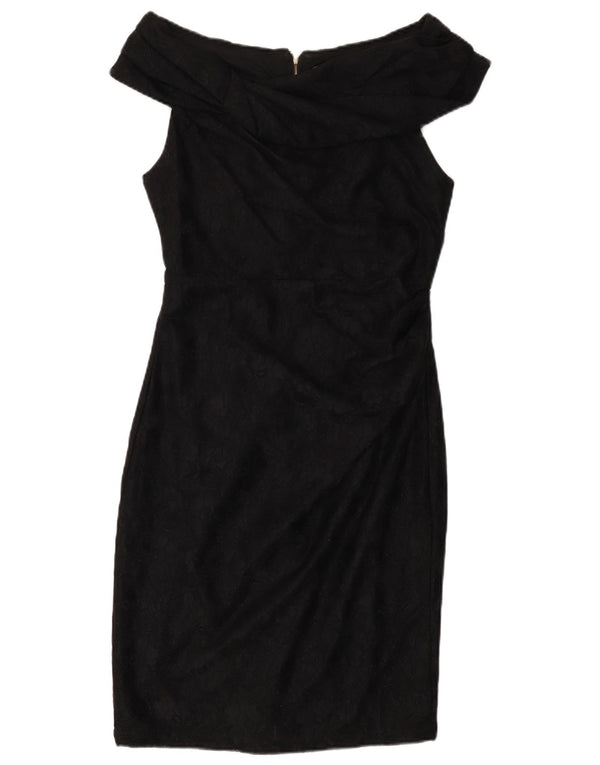 JOLIE MOI Womens Off Shoulder Dress UK 14 Medium Black Nylon