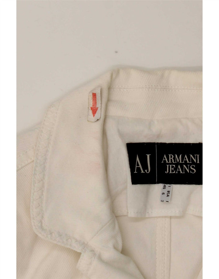 Armani Jeans Damska marynarka zapinana na 3 guziki, UK 10, mała, biała bawełna