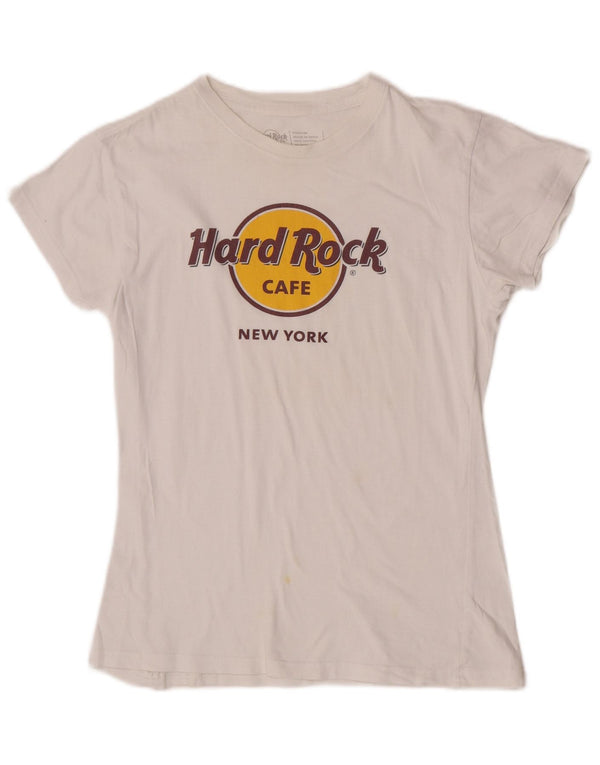 Damska koszulka z grafiką Hard Rock Cafe New York Top UK 12 Średnia biel