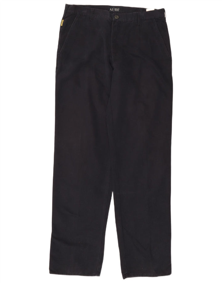 ARMANI Męskie proste spodnie chino EU 52 XL W36 L36 Granatowa bawełna