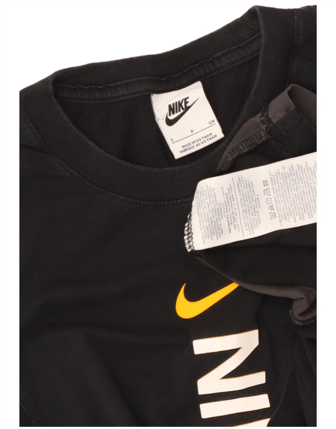Męski T-shirt z grafiką NIKE, mały, czarny, bawełniany blok kolorów