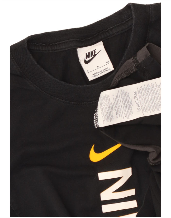 Męski T-shirt z grafiką NIKE, mały, czarny, bawełniany blok kolorów