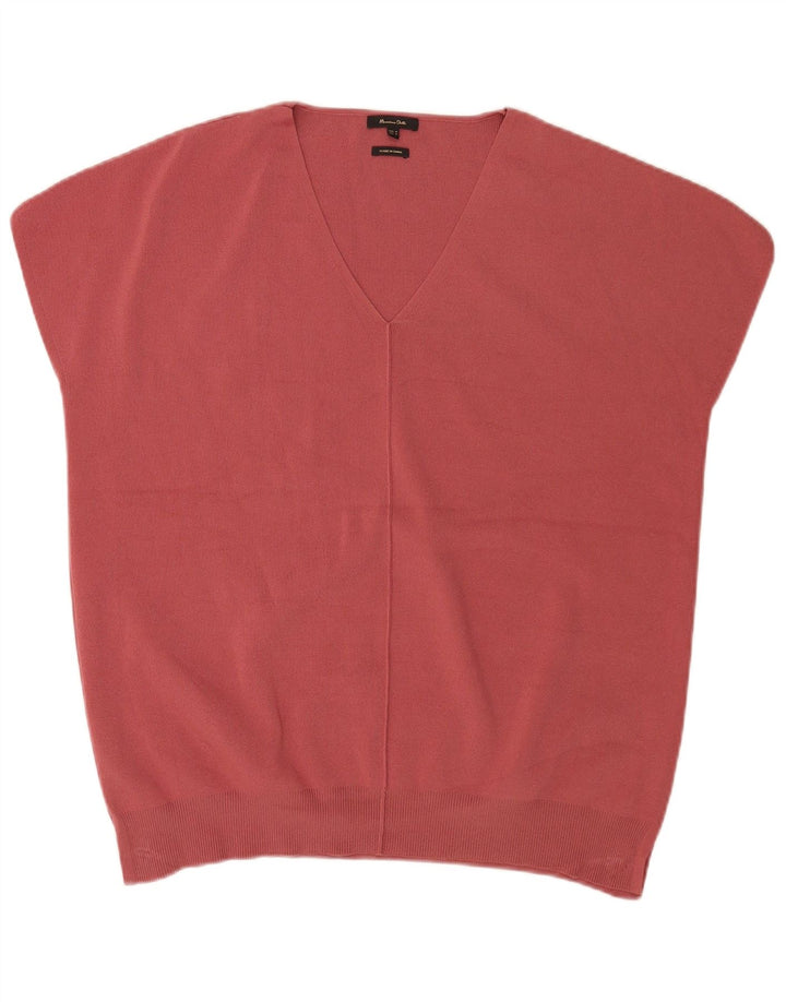 Męski sweter Massimo Dutti z krótkim rękawem i dekoltem w kształcie litery V, średni burgund