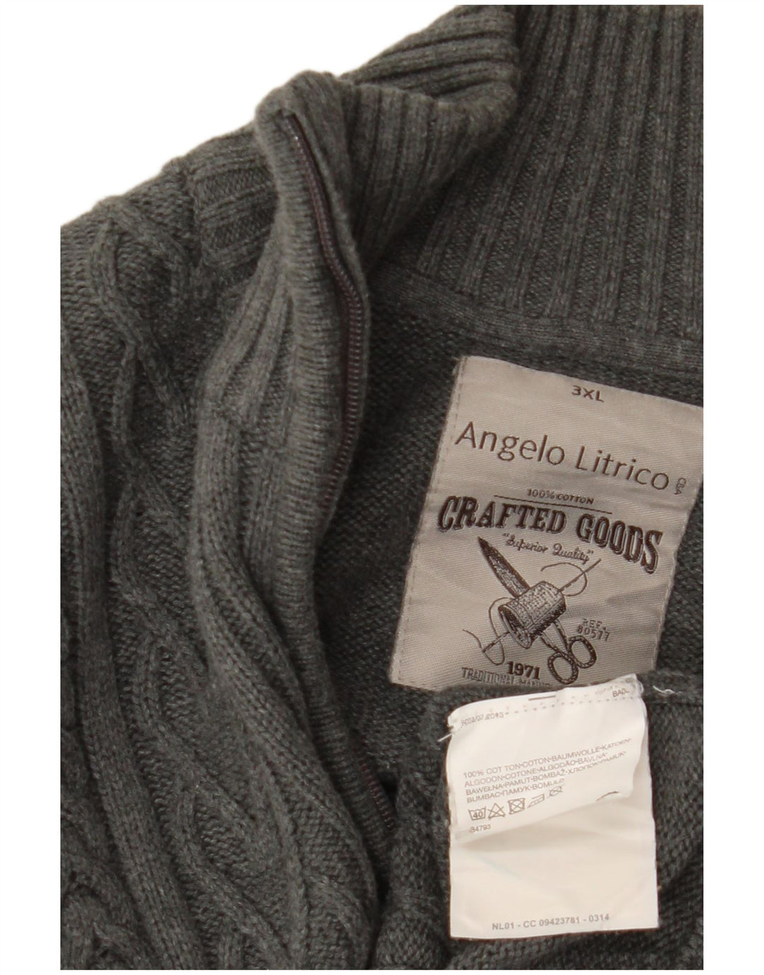 ANGELO LITRICO Męski sweter kardigan 3XL Szara bawełna