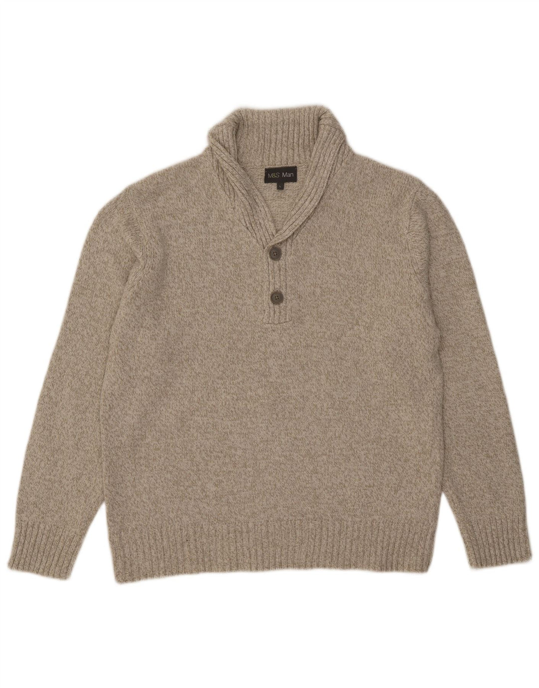 Marks & Spencer Męski sweter z szalowym dekoltem, duży, szary, akrylowy