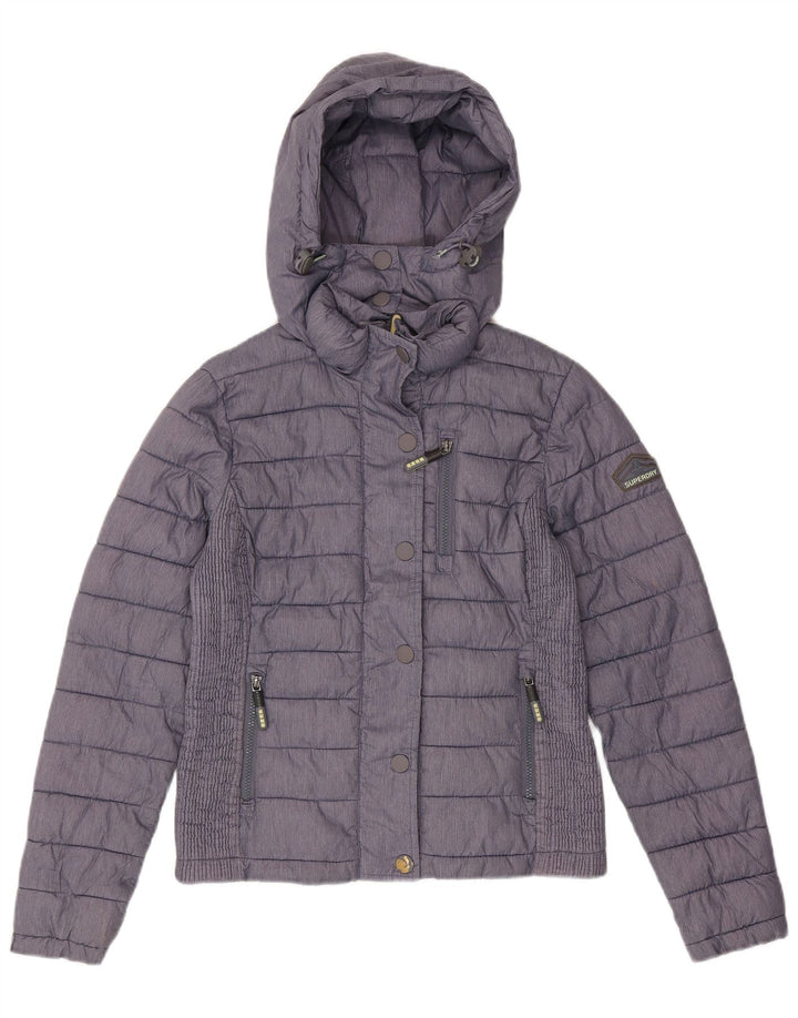 SUPERDRY Damska ocieplana kurtka z kapturem UK 12, średni granatowy poliester
