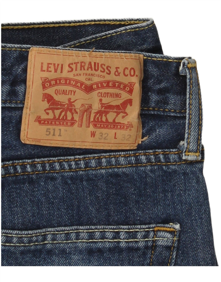 Męskie jeansy LEVI'S 511 w trudnej sytuacji W32 L29 Niebieska bawełna