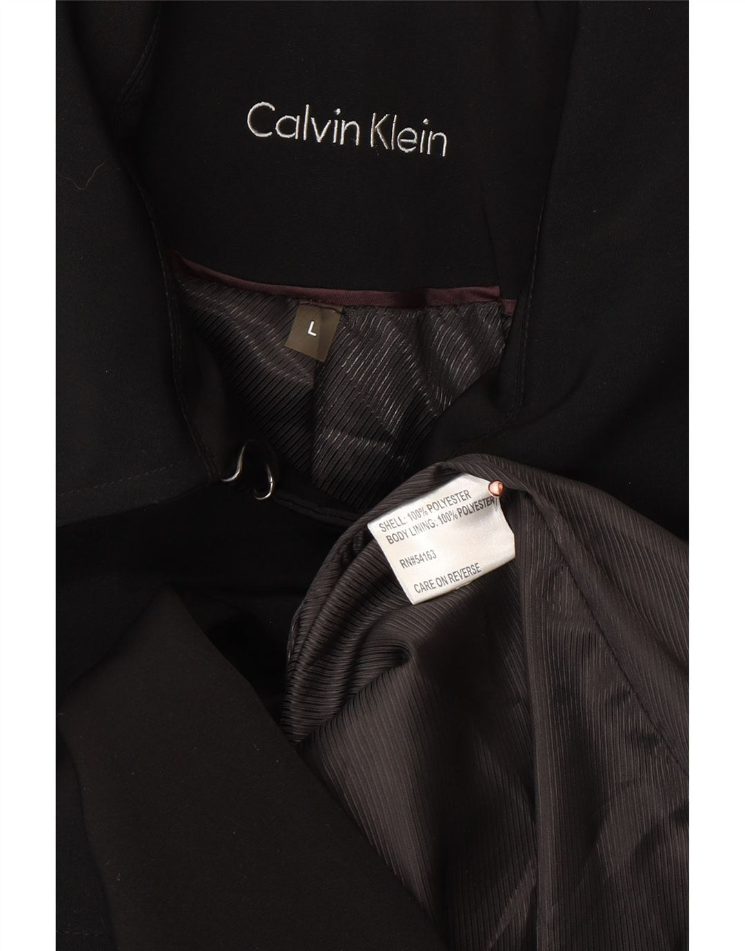 CALVIN KLEIN Damski trencz UK 16, duży, czarny, poliester