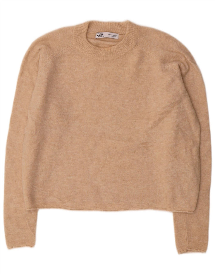 Damski sweter oversize z okrągłym dekoltem ZARA UK 14 średni beż