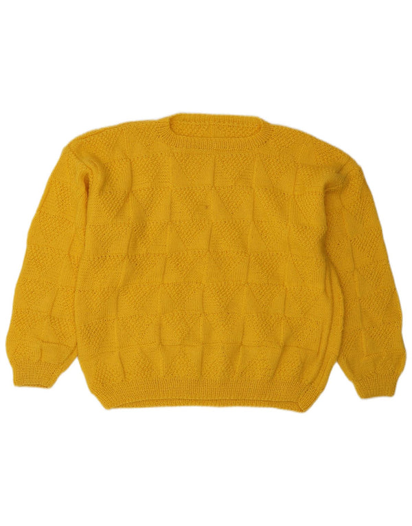 Vintage Womens Crew Neck Jumper Sweater UK 16 Large Yellow