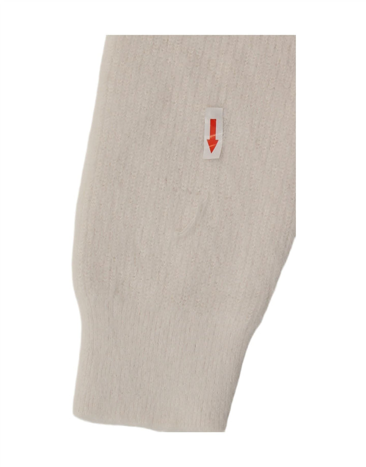 Damski sweter Zara z dekoltem w kształcie litery V, UK 10, mały, biały poliester