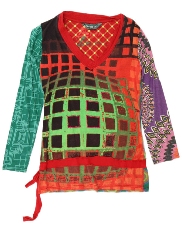 Damski graficzny top Desigual z długim rękawem, UK 14, duży, wielokolorowy, geometryczny