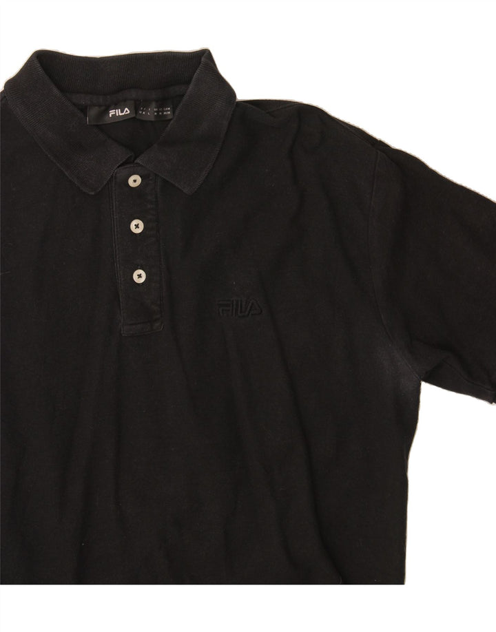 FILA Mens Polo Shirt Medium Black Cotton Vintage Fila and Second-Hand Fila from Messina Hembry 