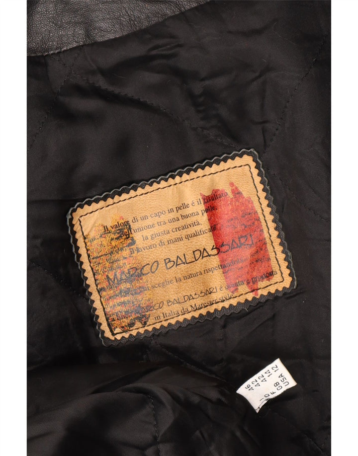 MARCO BALDASSARI Womens Hooded Leather Coat UK 14 Large  Black
