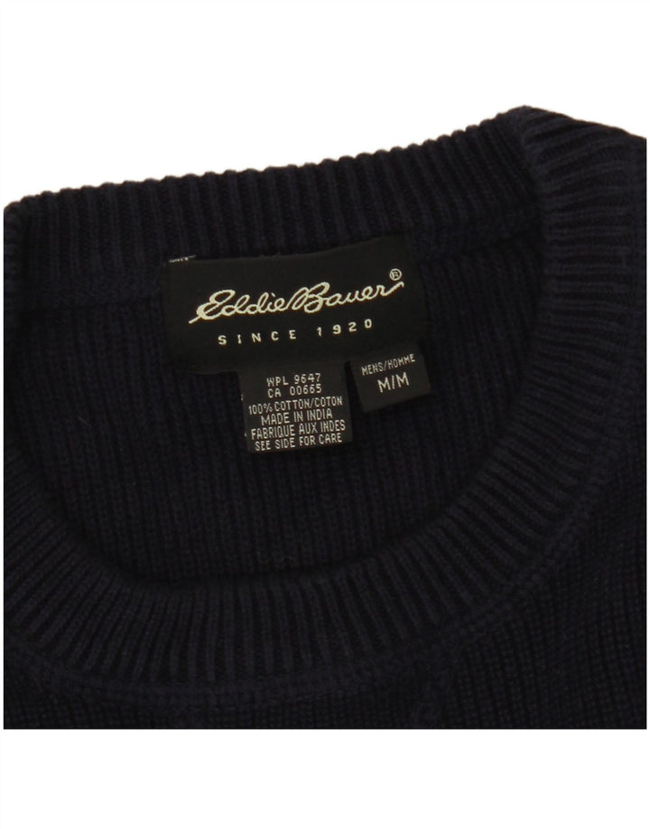 Męski sweter z okrągłym dekoltem Eddie Bauer, średni granatowy, bawełniany