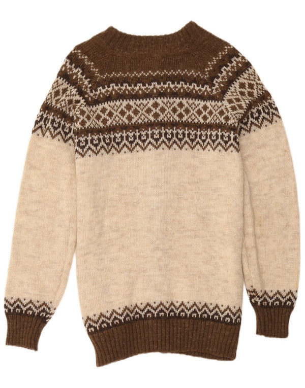 Damski sweter rozpinany Gianni Abra o przedłużonym fasonie IT 52 2XL brązowy Fair Isle