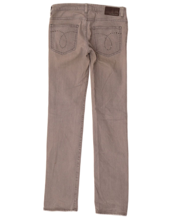 Damskie proste dżinsy CALVIN KLEIN W28 L33 Szara bawełna