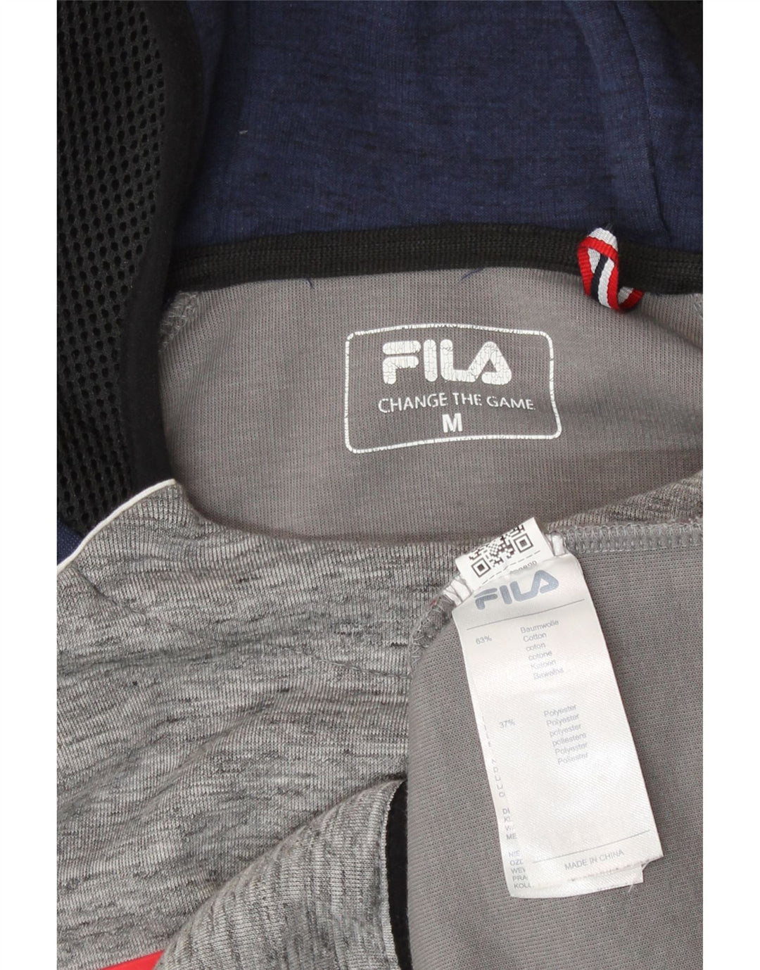 Męski sweter z kapturem Fila, bawełniany, średnioszary, z blokami kolorów
