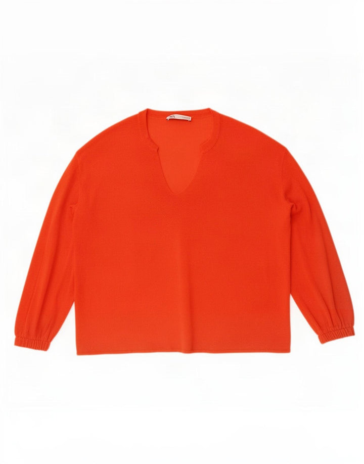 Sweter damski Zara Oversize z dekoltem w kształcie litery V, UK 16, duży pomarańczowy