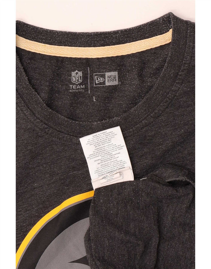 Męski T-shirt z grafiką New Era, duży, szary, bawełniany