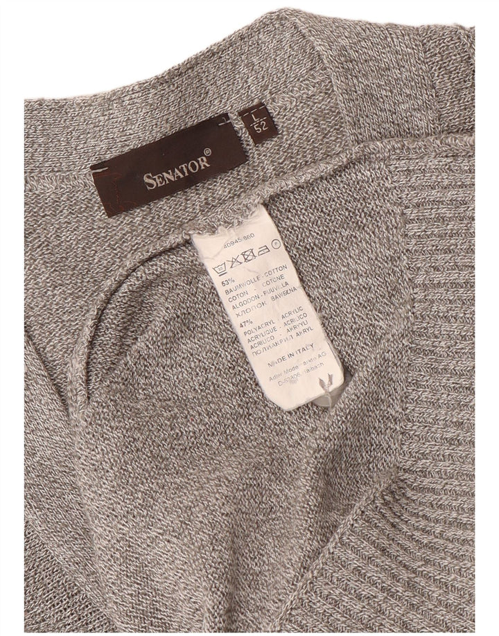 Męski sweter kardigan Senator IT 52, duża, bawełniana w szare paski