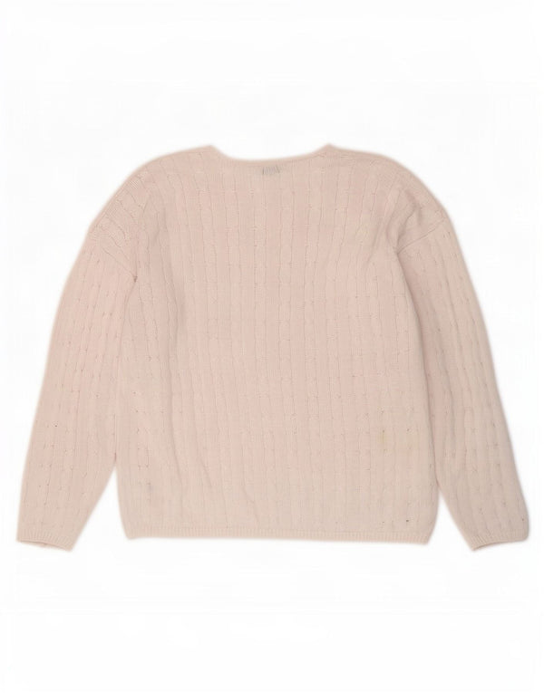 Marks & Spencer Damski sweter z dekoltem w łódkę, UK 16, duży, różowy, bawełniany