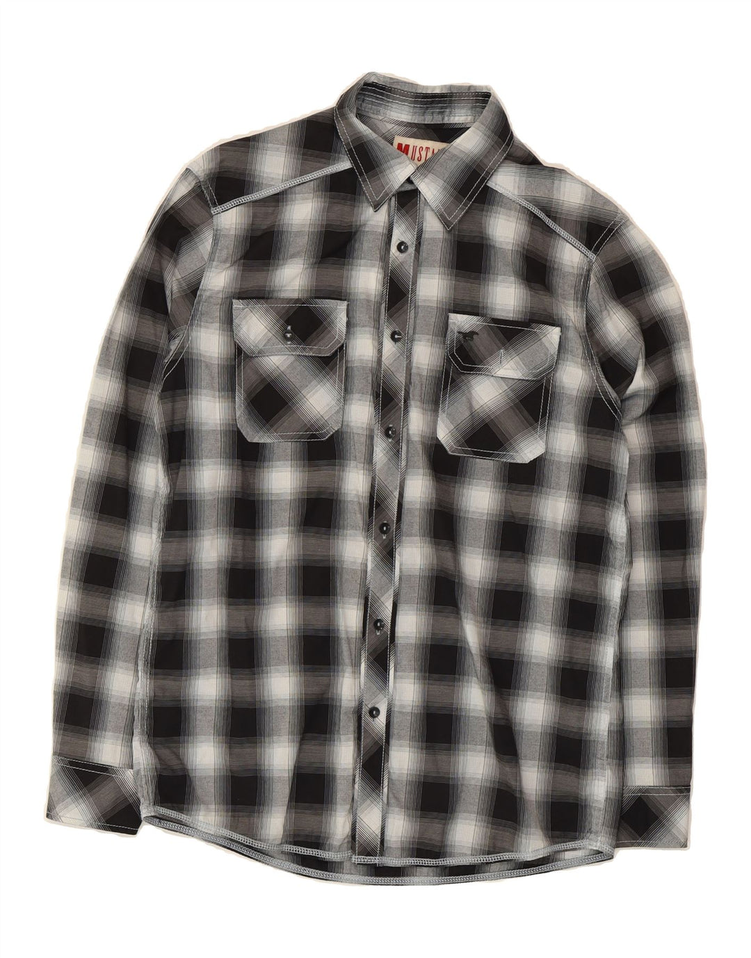 MUSTANG Mens Shirt Small Black Check Vintage Mustang and Second-Hand Mustang from Messina Hembry 
