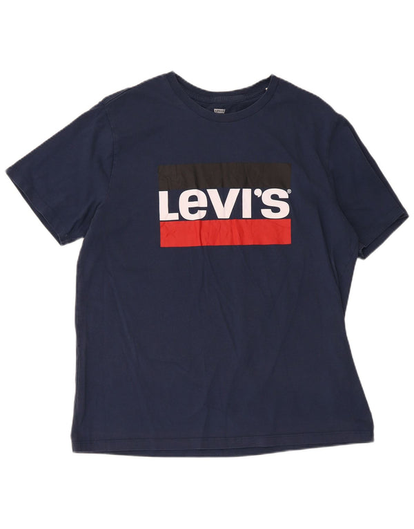 Damska koszulka z grafiką Levi's Top UK 16, duża, granatowa, bawełniana