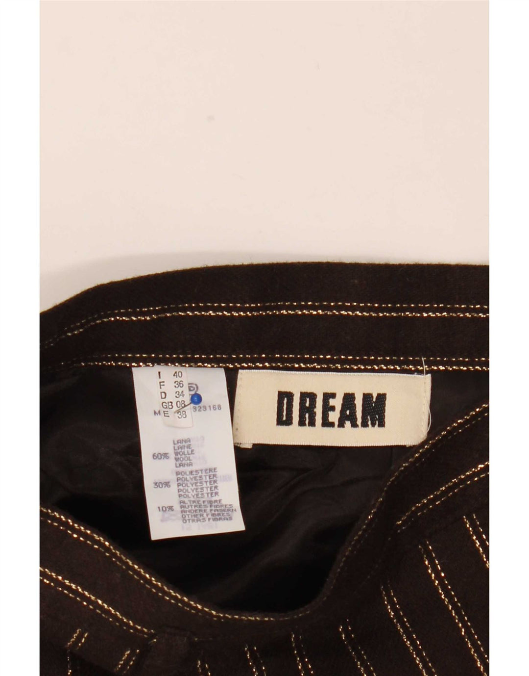 Damska spódnica w kształcie litery A Dream UK 8 Small W24 Brązowa wełna w paski