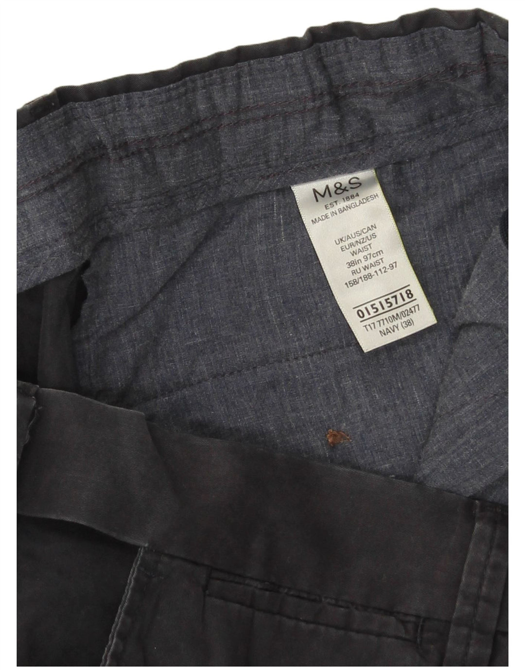 Męskie spodenki Chino Marks & Spencer W38 XL, granatowe, bawełniane