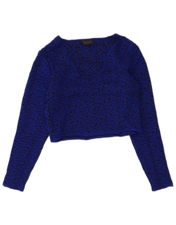 Damski sweter z dekoltem w serek Topshop UK 12 Średni granatowy nadruk zwierzęcy