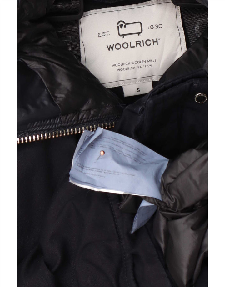 Damska ocieplana kurtka z kapturem Woolrich UK 10, mała, granatowa, bawełniana