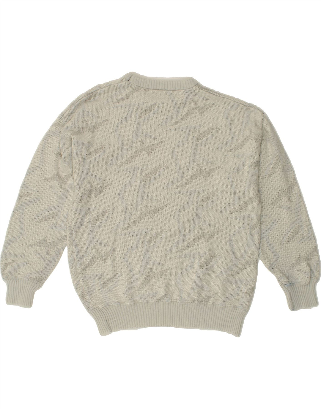 VINTAGE Womens Abstract Pattern Crew Neck Jumper Sweater UK 16 Large Grey Vintage Vintage and Second-Hand Vintage from Messina Hembry 