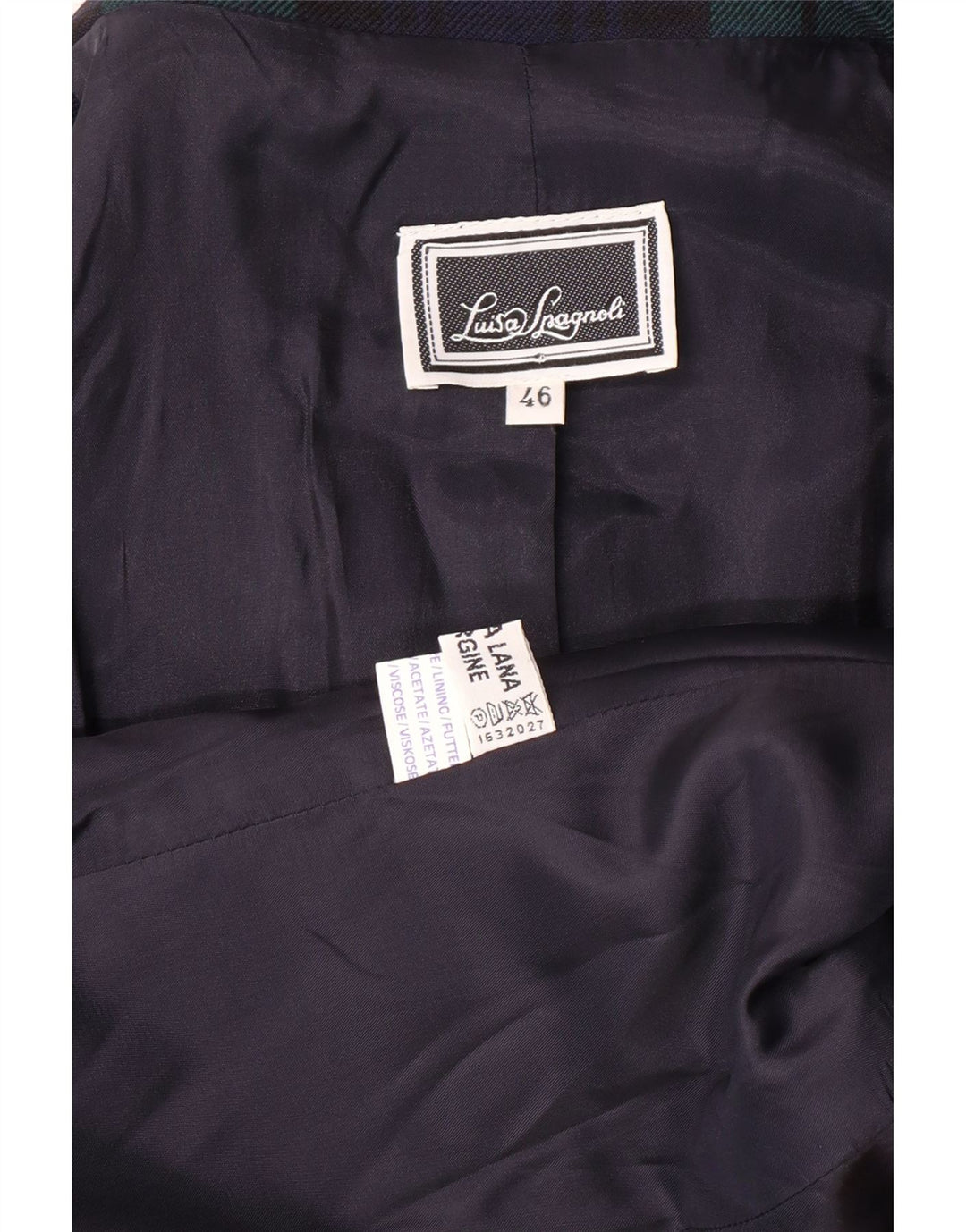 LUISA SPAGNOLI Damska marynarka IT 46 w dużą zieloną kratę, klasyczna